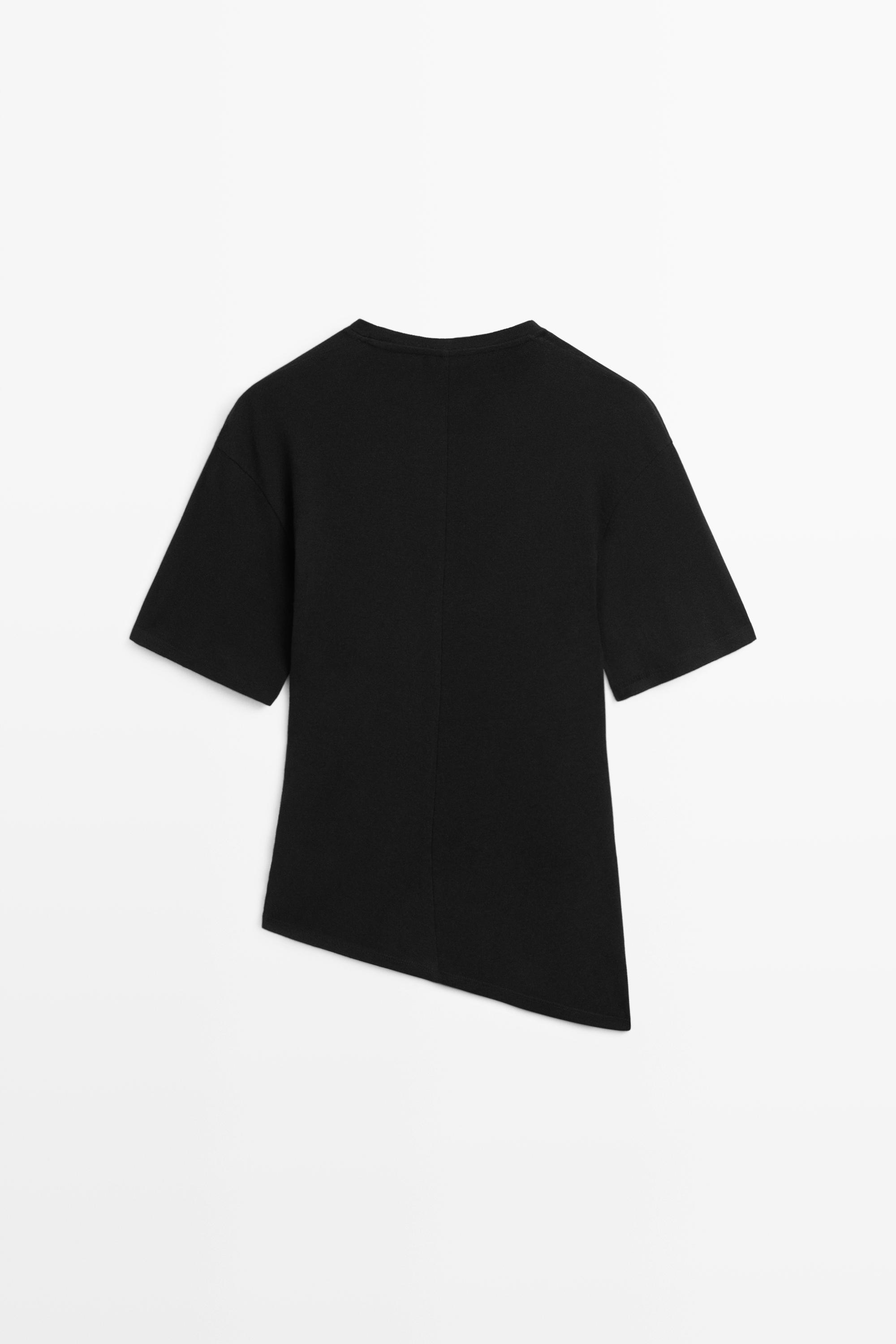 Asymmetric knot-detail T-shirt